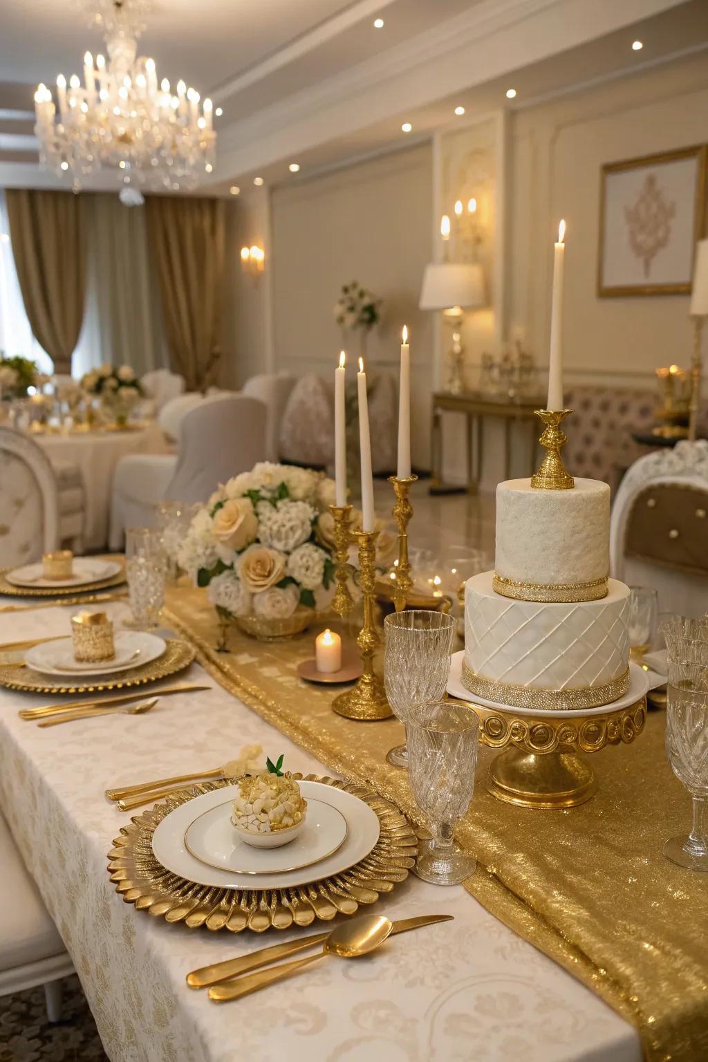Gilded decorations introduce a dash of luxury to any birthday table.