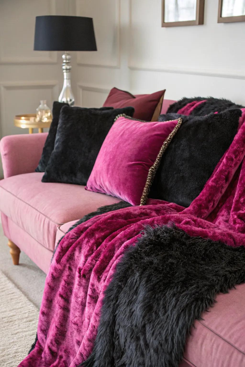 Textured materials add depth and comfort to the room.