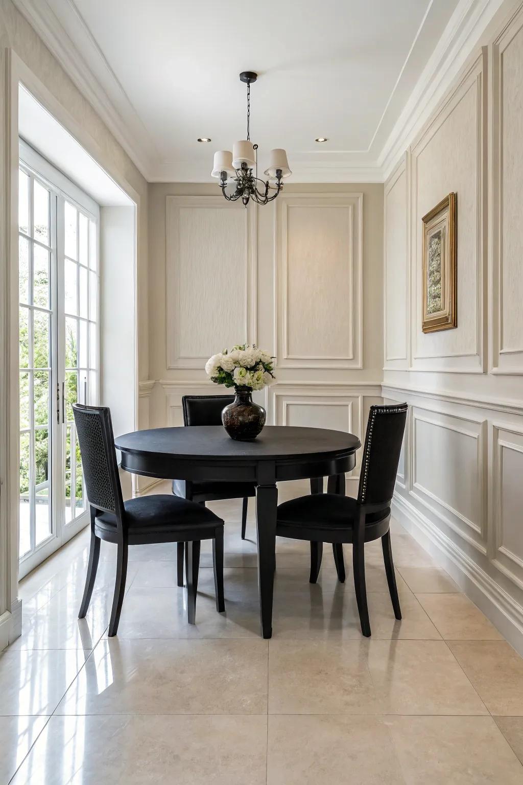 Contrast adds dimension and allure to your dining area.