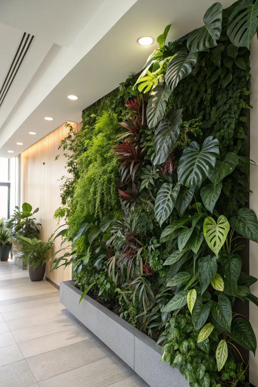 Form a living art installation using a plant wall.