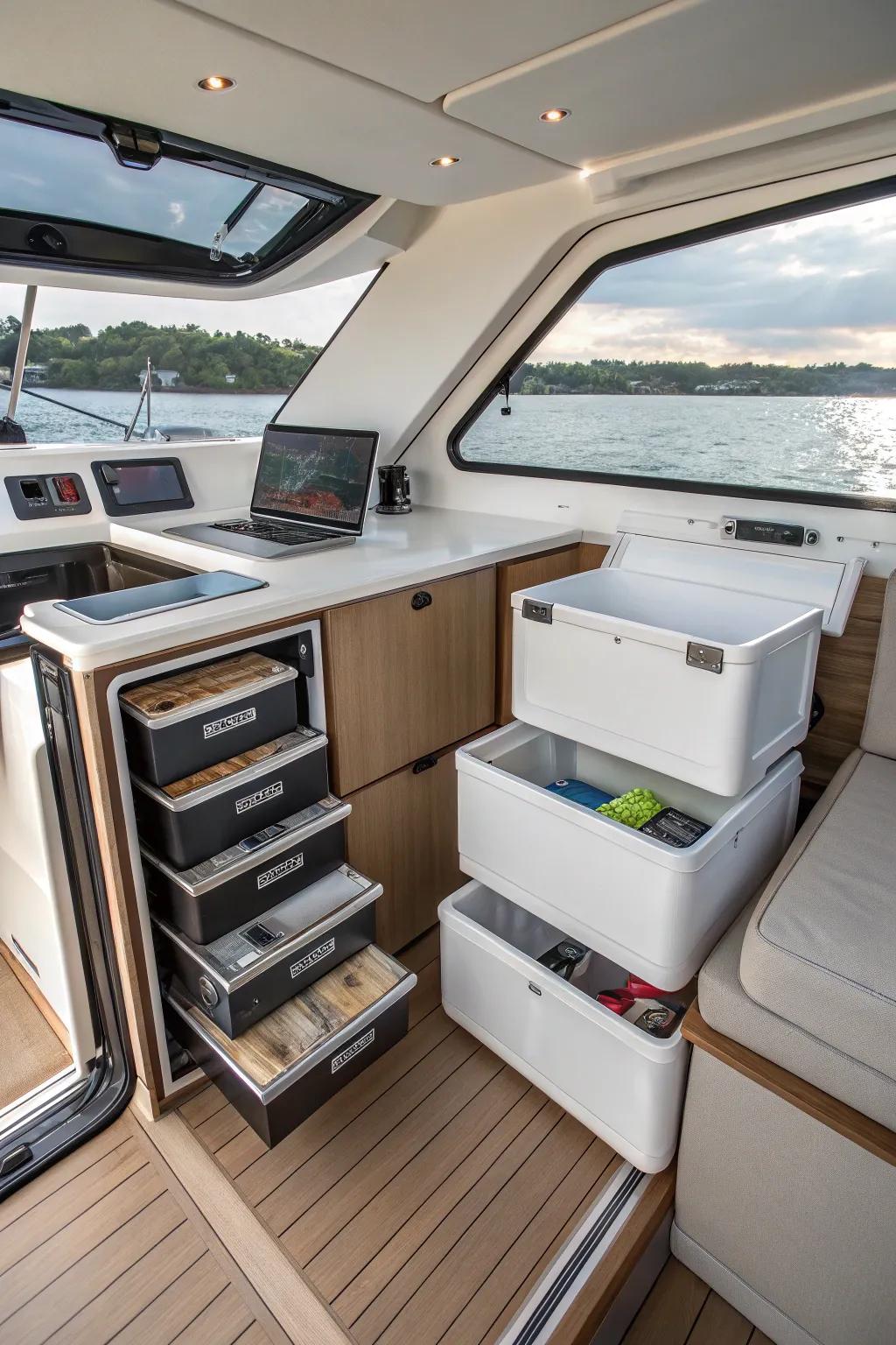 Ingenious stowage amenities that maximize limited area.