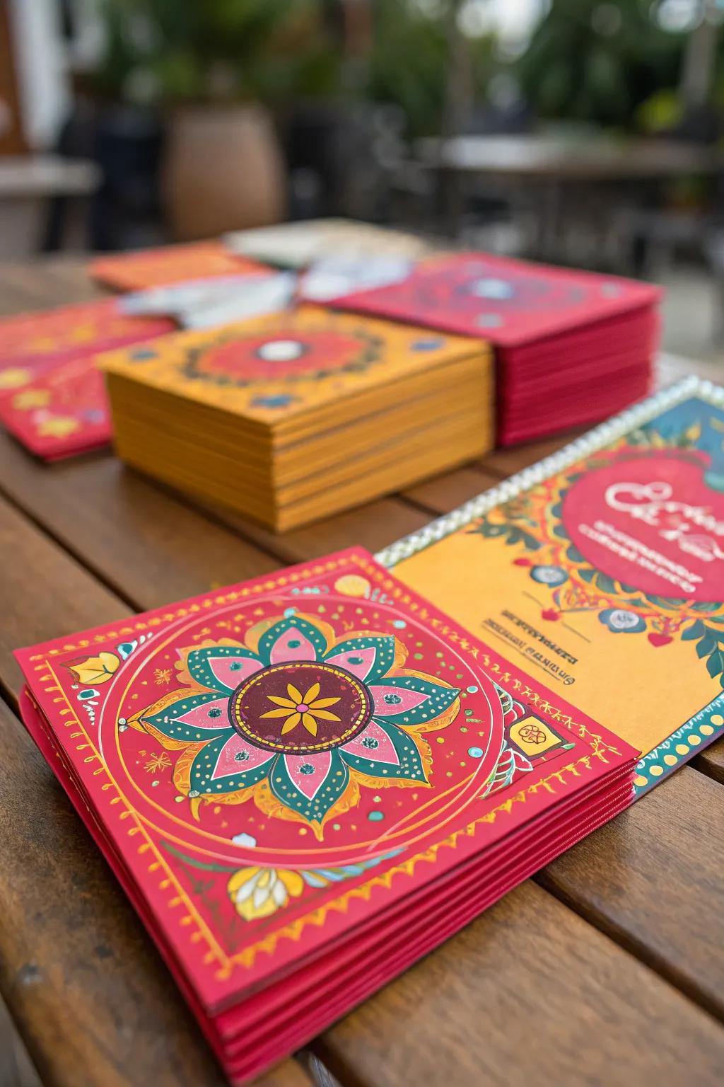 Set the tone with beautifully designed Bollywood-themed invitations.