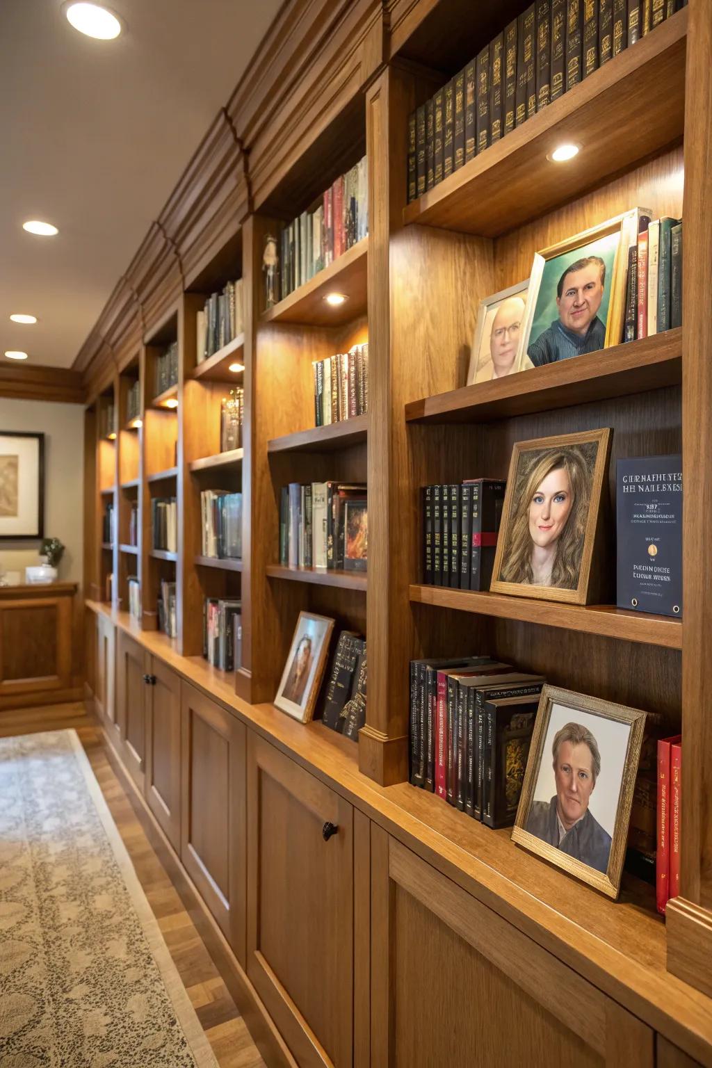 Personalized portraits bring a heartfelt touch to your book collection.