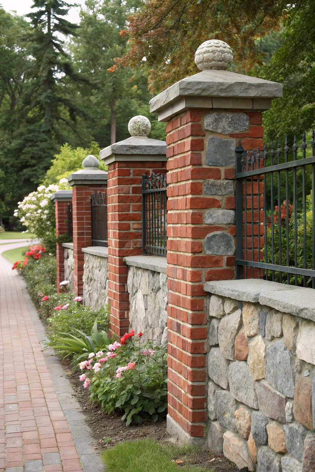 Boulder highlights introduce texture and charm to this masonry perimeter.