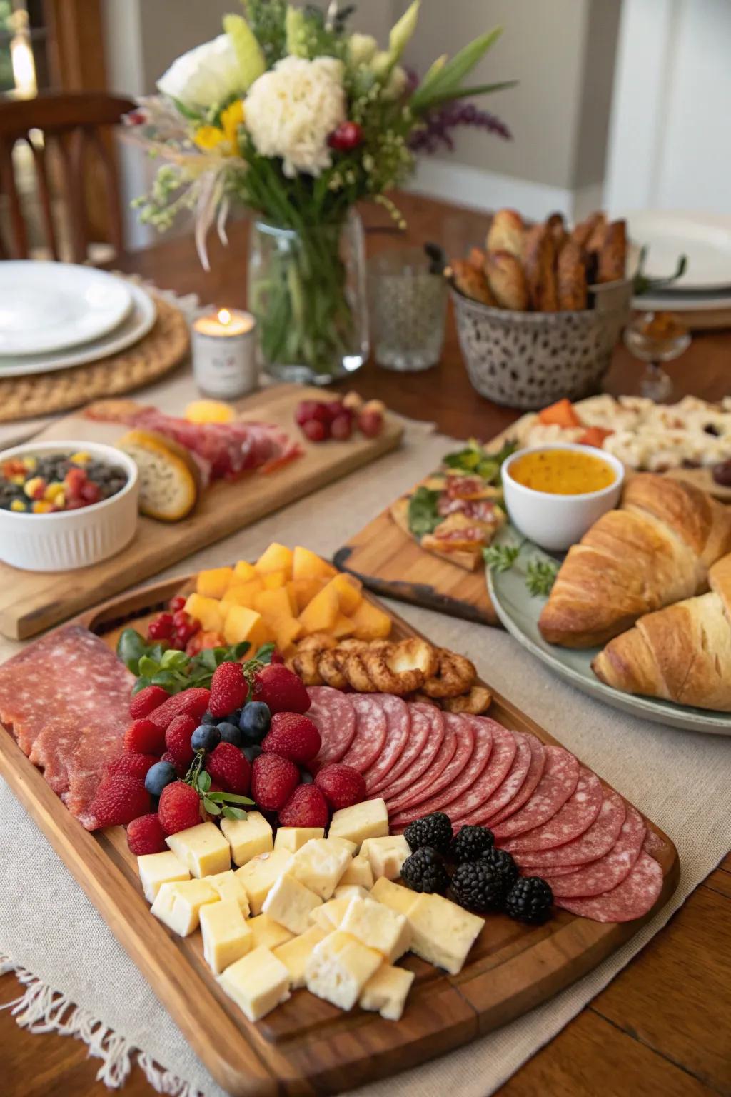 A charcuterie board is a sophisticated touch to your brunch.
