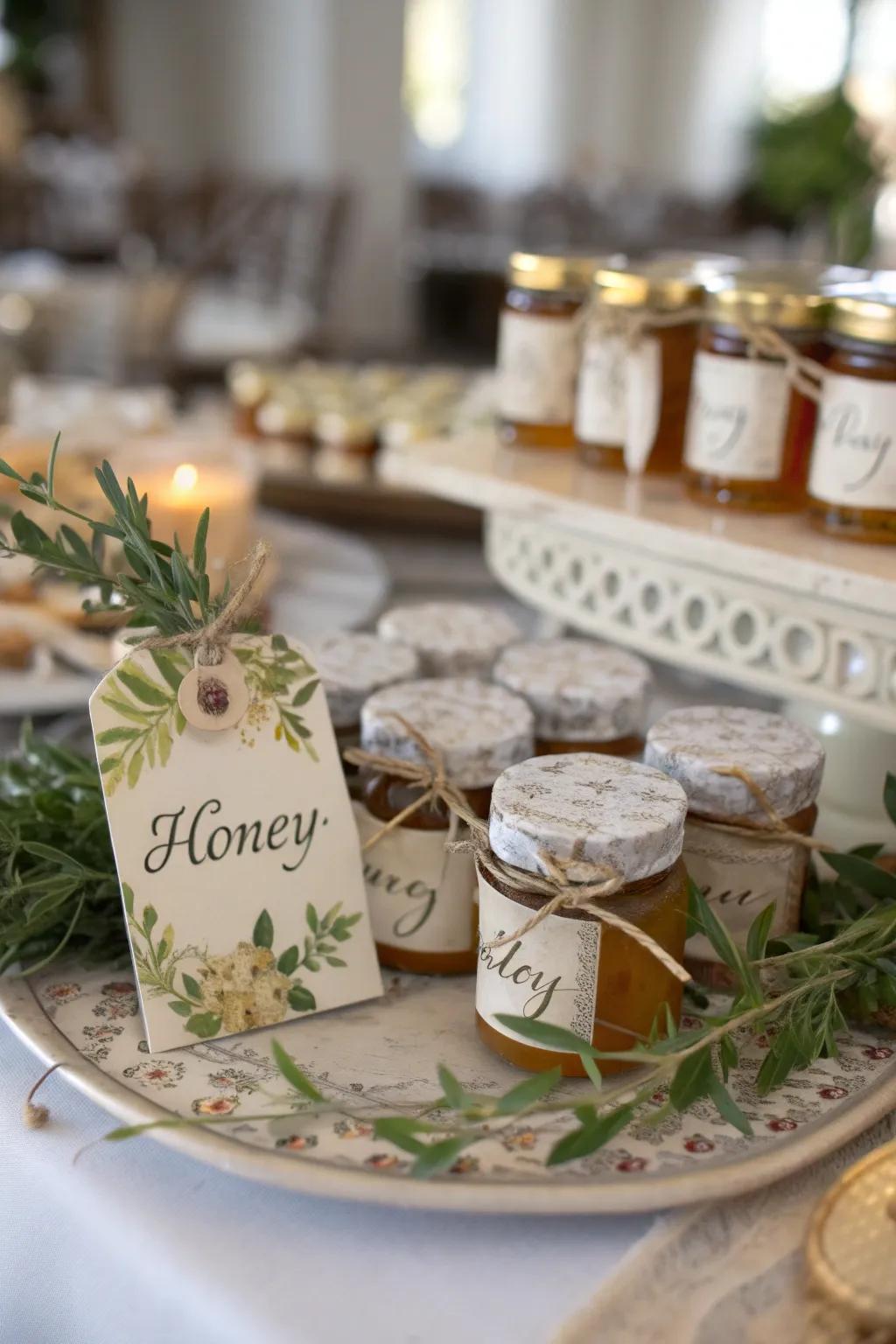 Adorable nectar jars serving as mementos.