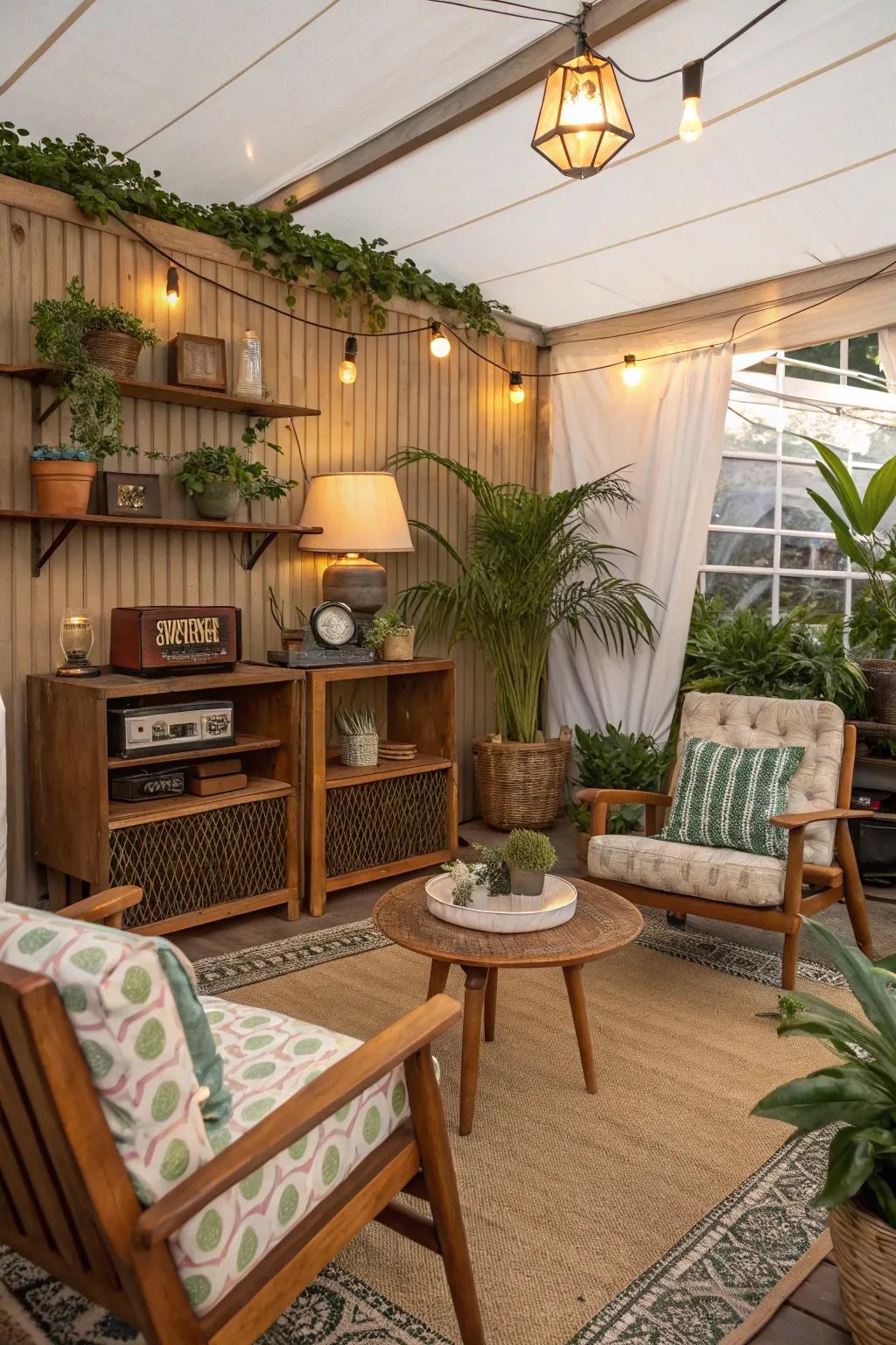 A delightful classic cabana filled with nostalgic ornaments.