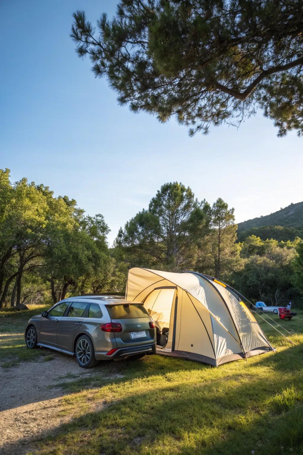 Forge an agreeable outdoor dwelling with a spacious tent.
