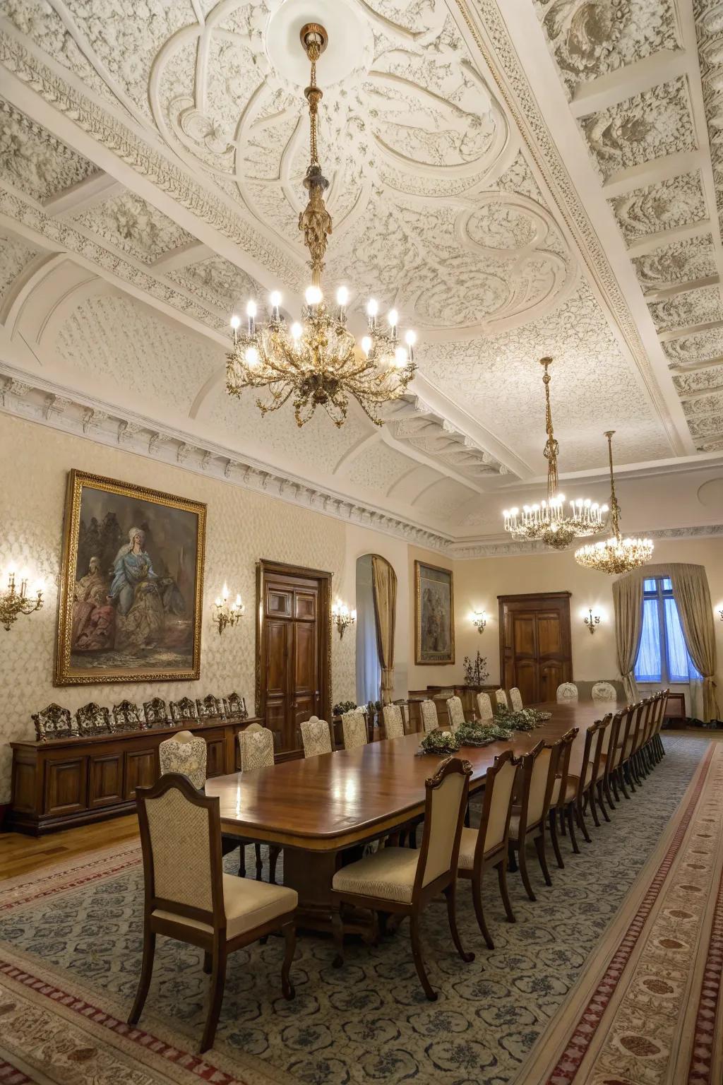 Transform your area with the elaborate splendor of filigree overhead work.