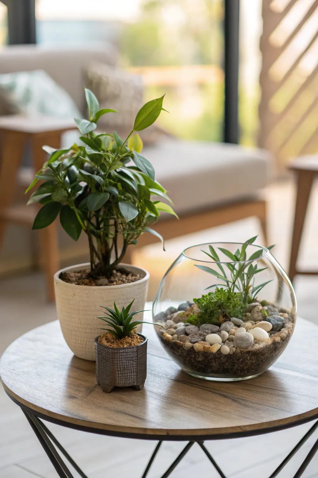 Vegetation infuses an impression of nature inside.