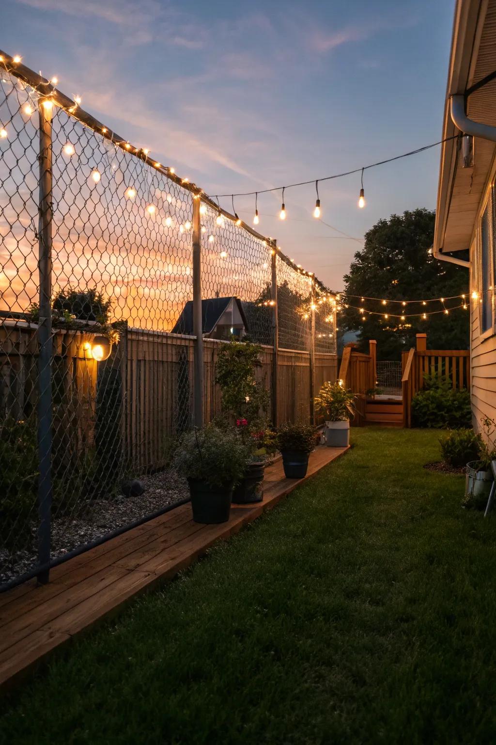 Illuminated strands contribute an enchanting touch to any outdoor environment.