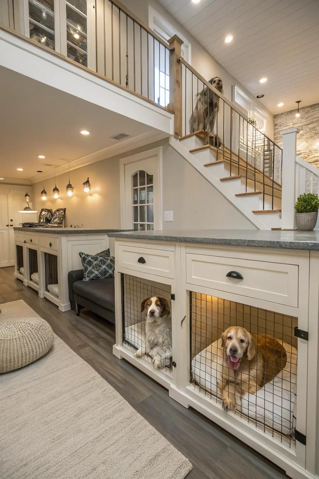 A kennel that accommodates multiple dogs effortlessly.