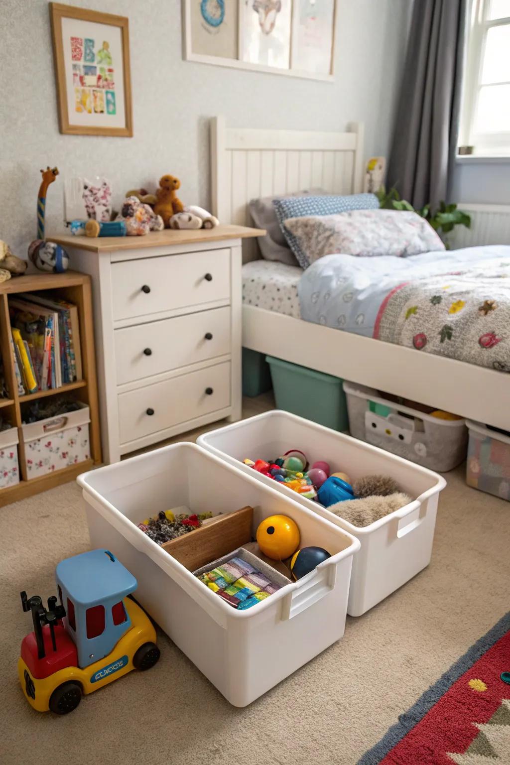 Optimize space utilization through under-bed storage solutions.