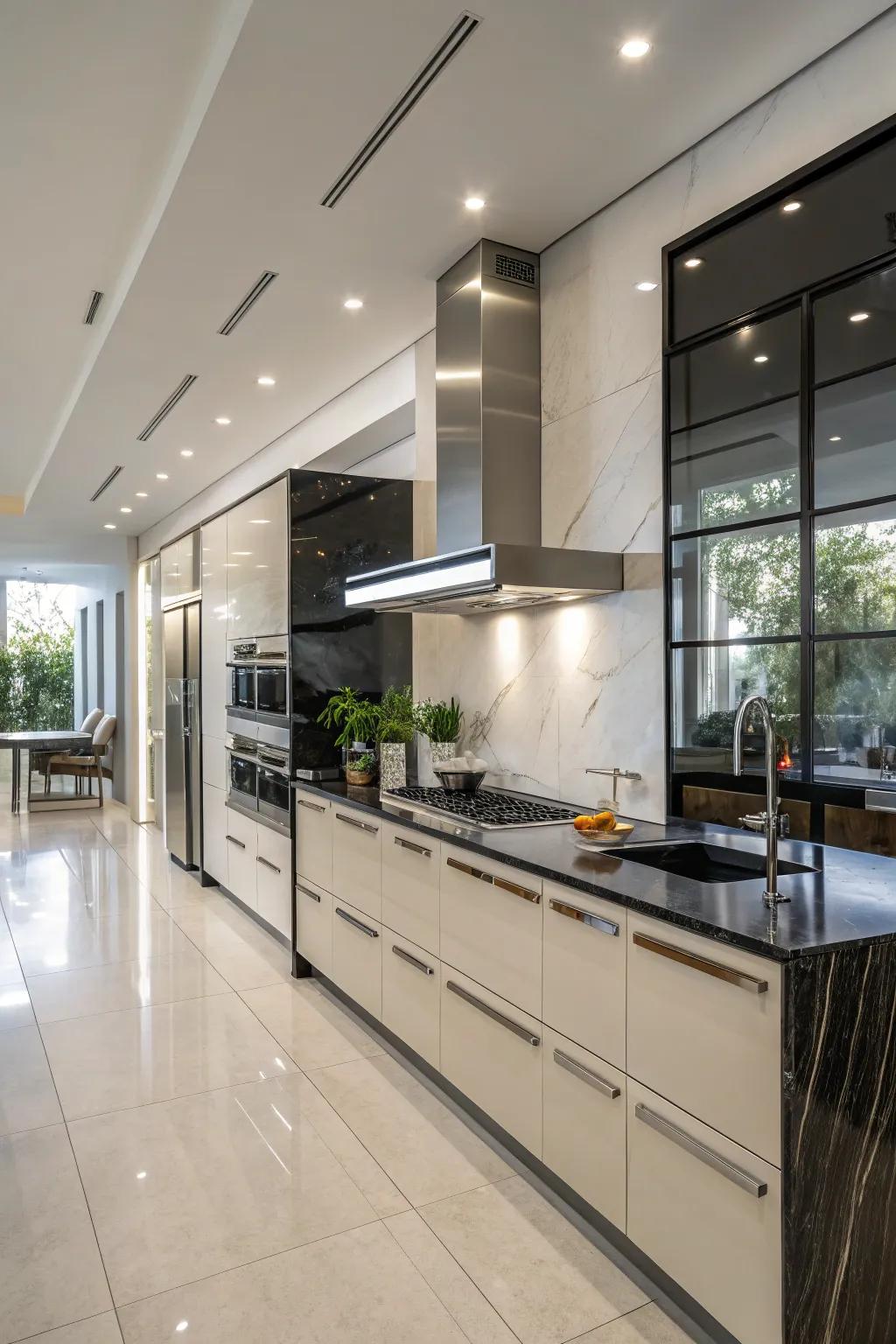 A modern kitchen aesthetic that emanates professionalism.
