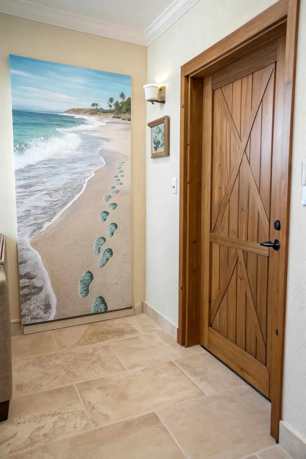 Submerged footsteps art provides a reassuring greeting in your home's entryway.