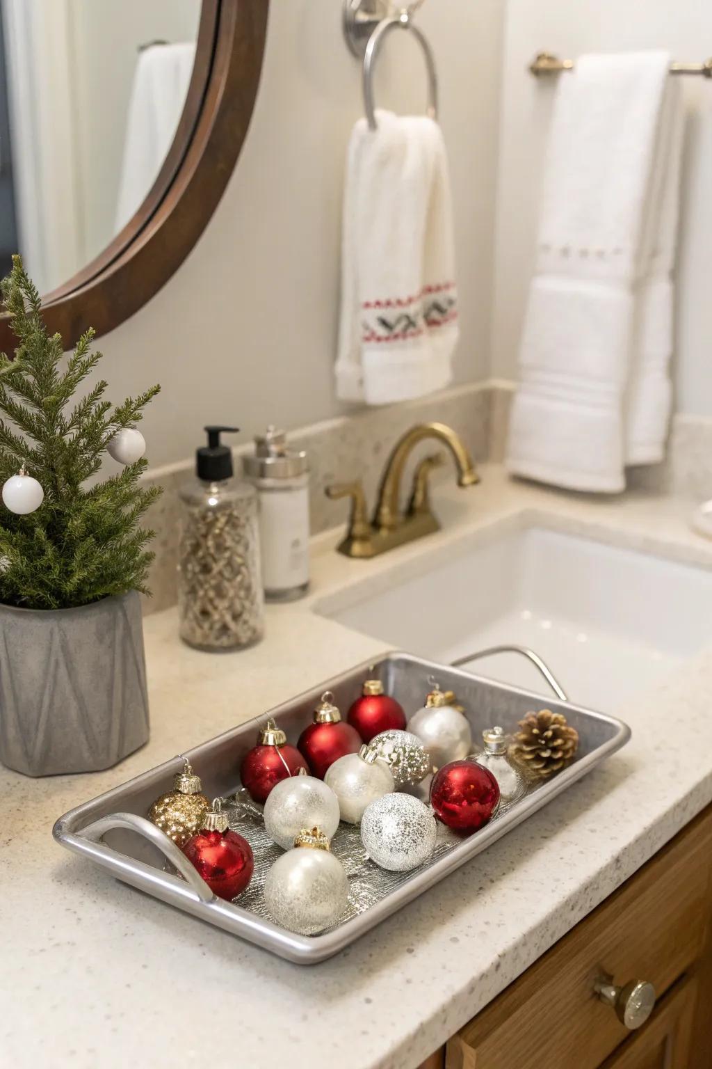 A dash of festive sparkle with Christmas baubles brightens your space.
