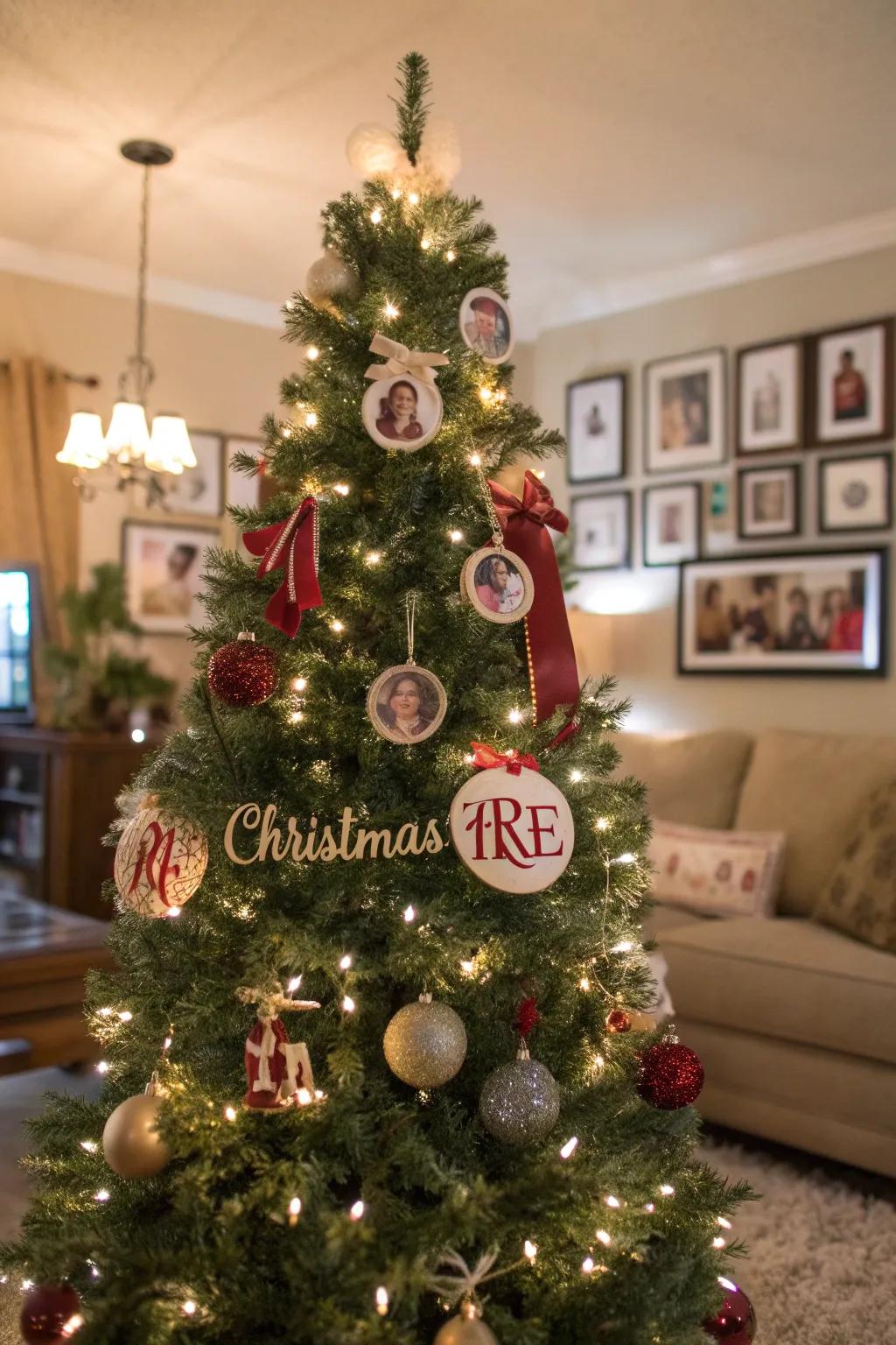 Bespoke initials render this tree uniquely memorable.