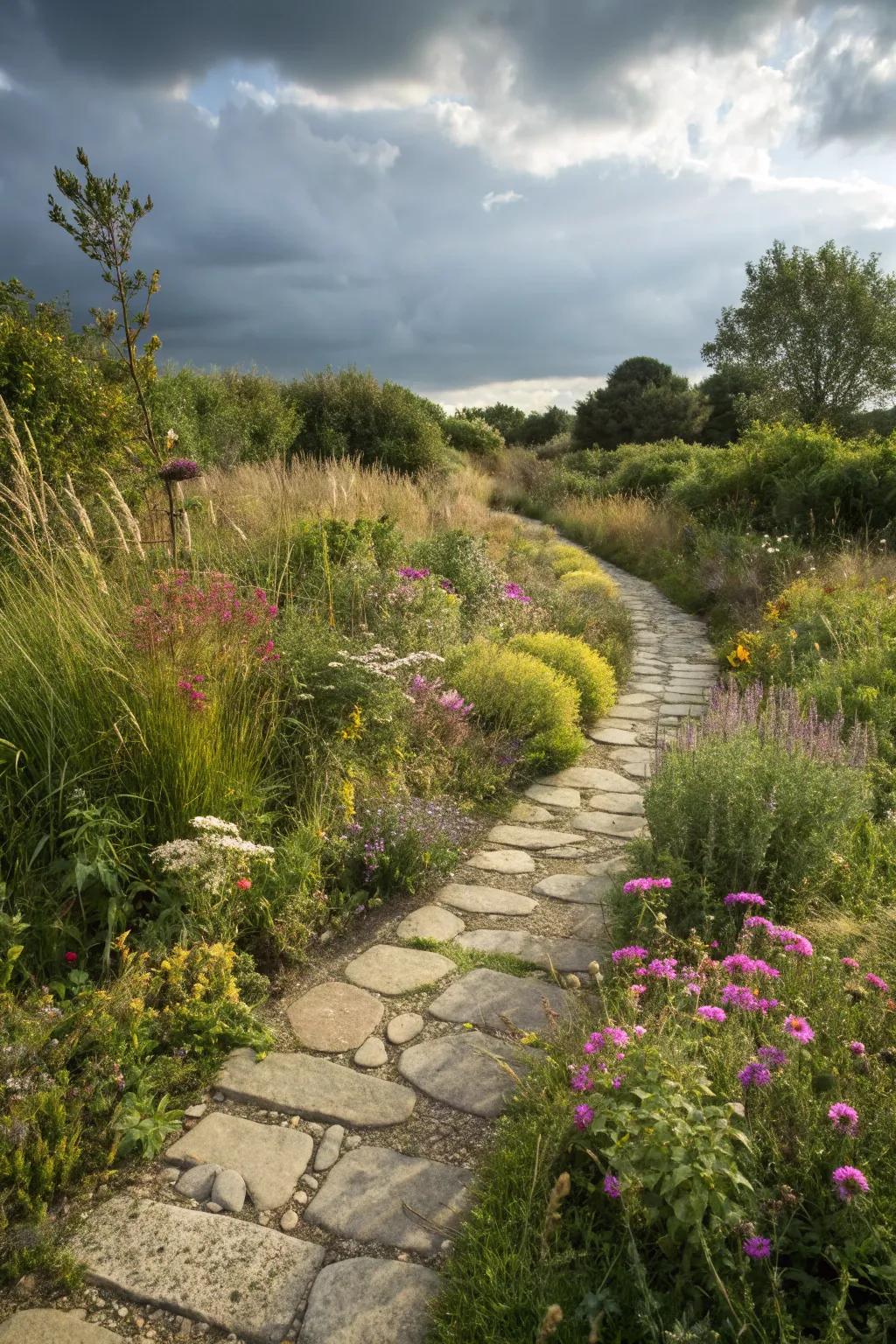 Flagstone trails fashion a seamless expedition through your garden.