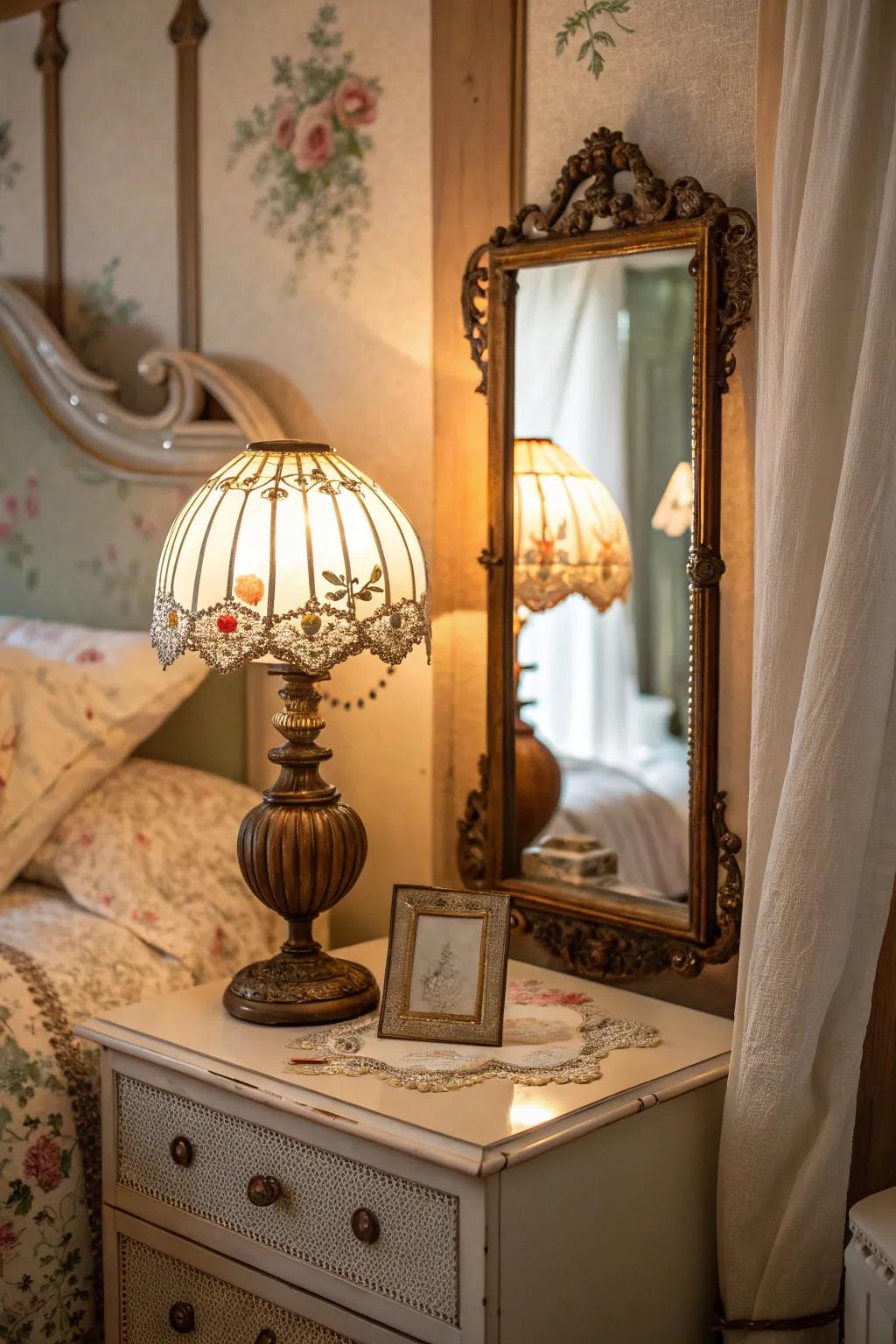 Vintage pieces add a unique charm to any bedroom.