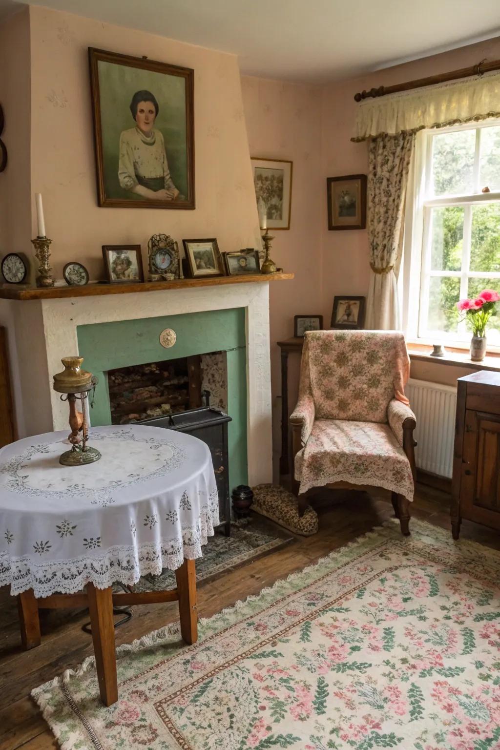 A living space enhanced with antique and vintage finds.