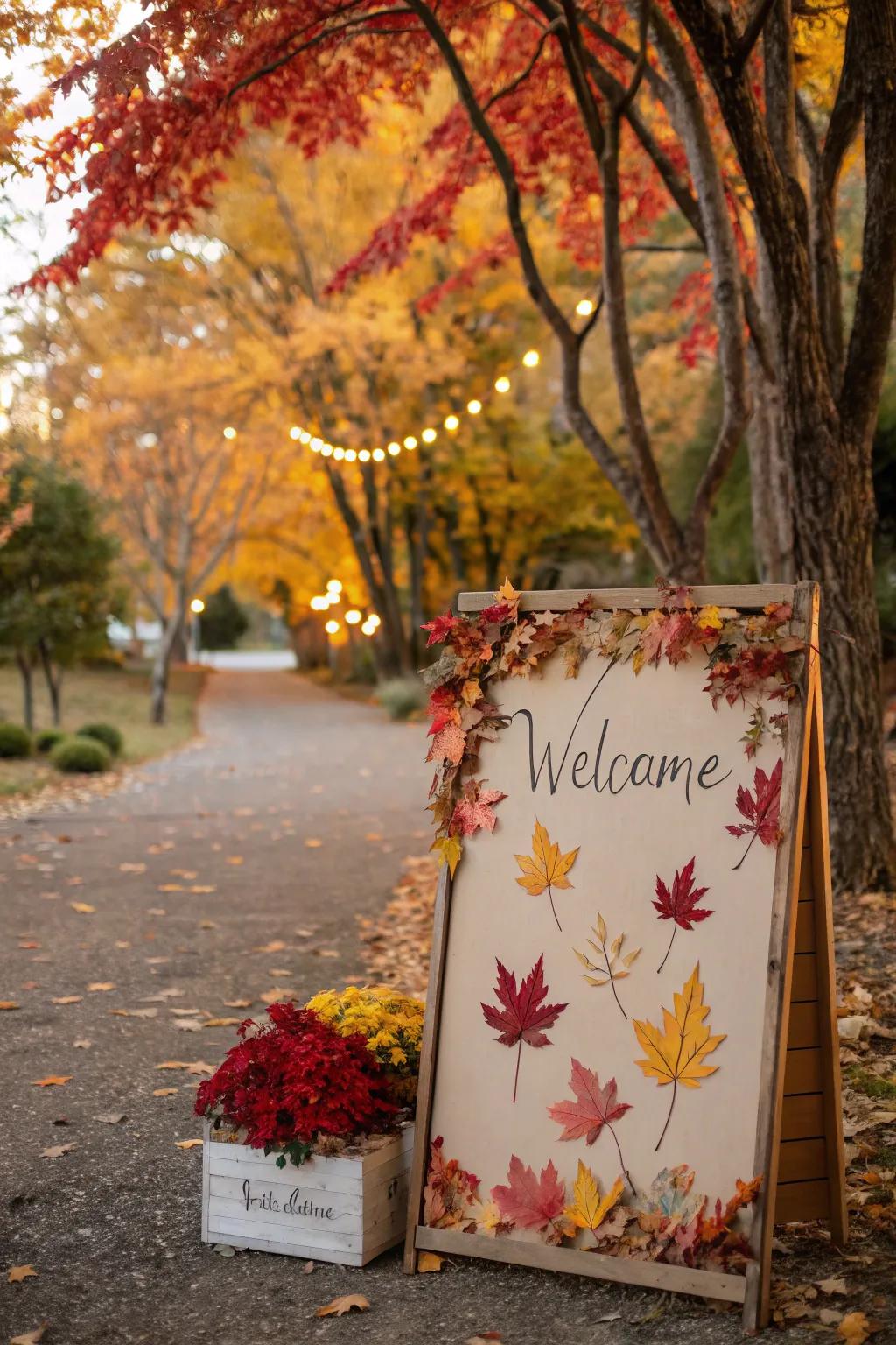 Periodic decorations contribute timely appeal to your welcome board.
