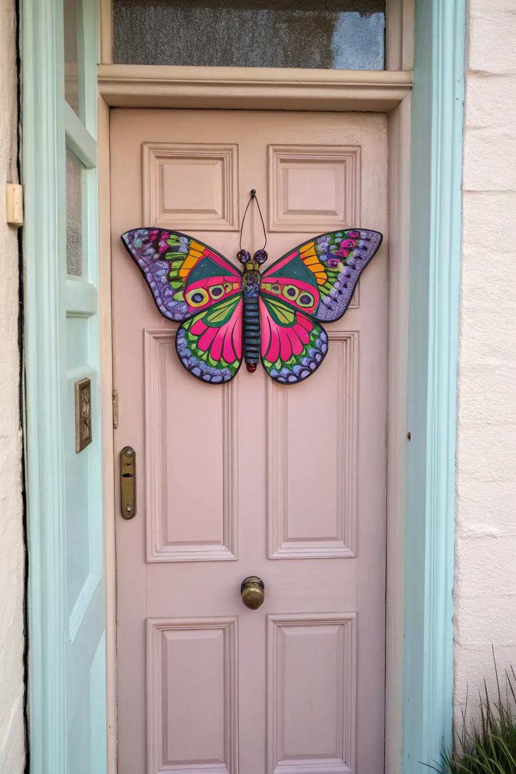 A capricious lepidopteran door adornment for a hint of enchantment.