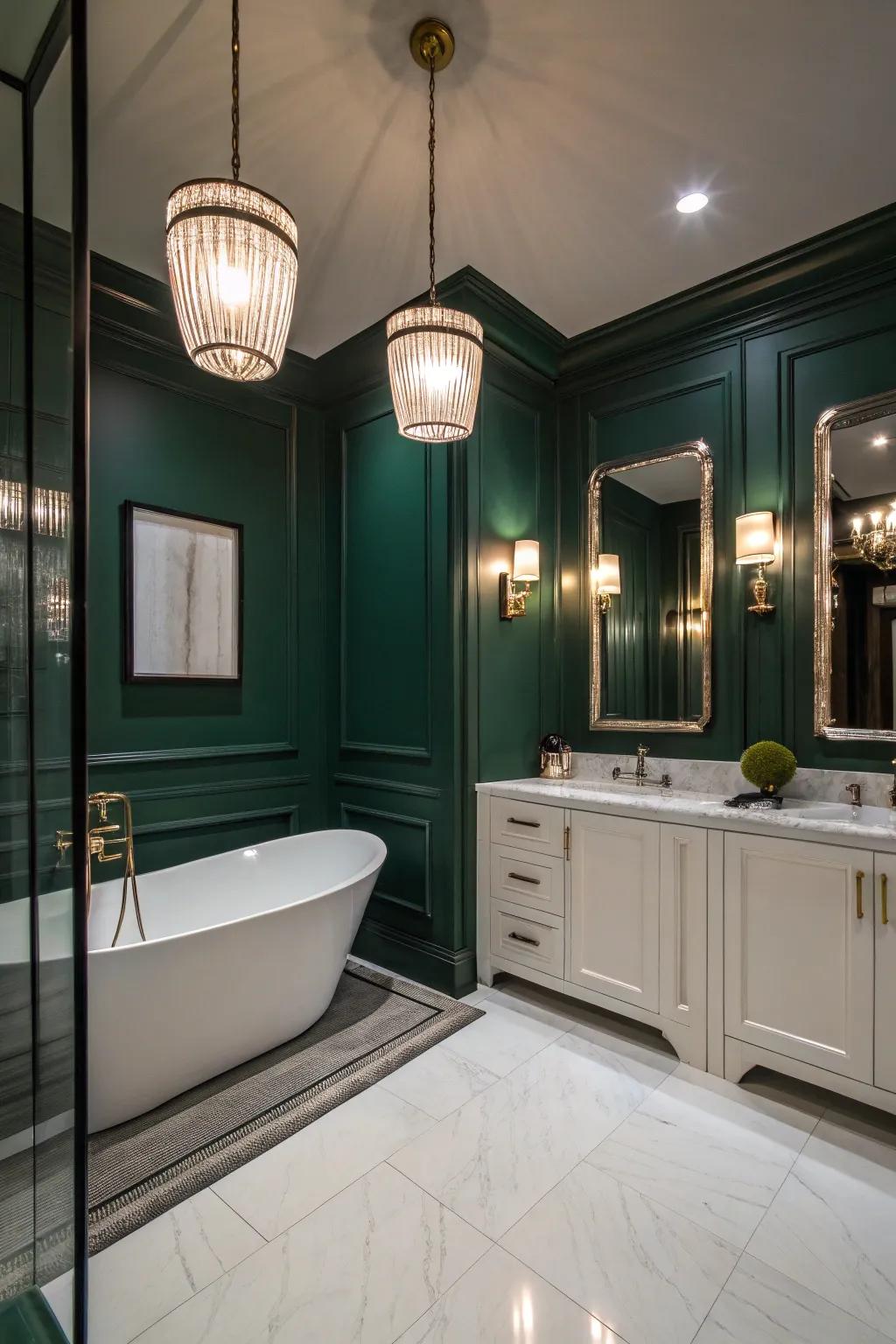 Elegant lighting accentuates the space's sophistication.