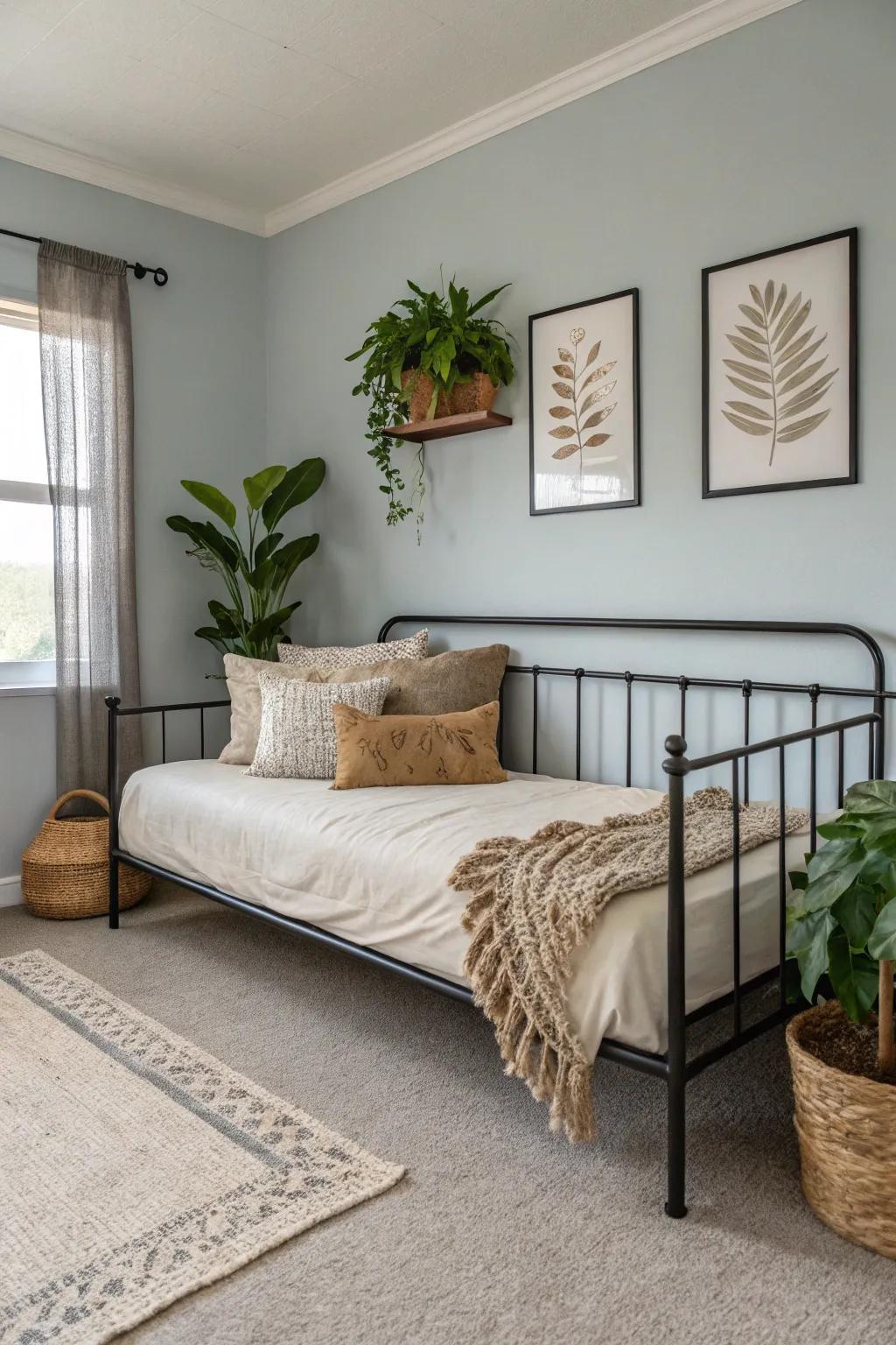 Embrace simplicity with a daybed framed in minimalist metal.