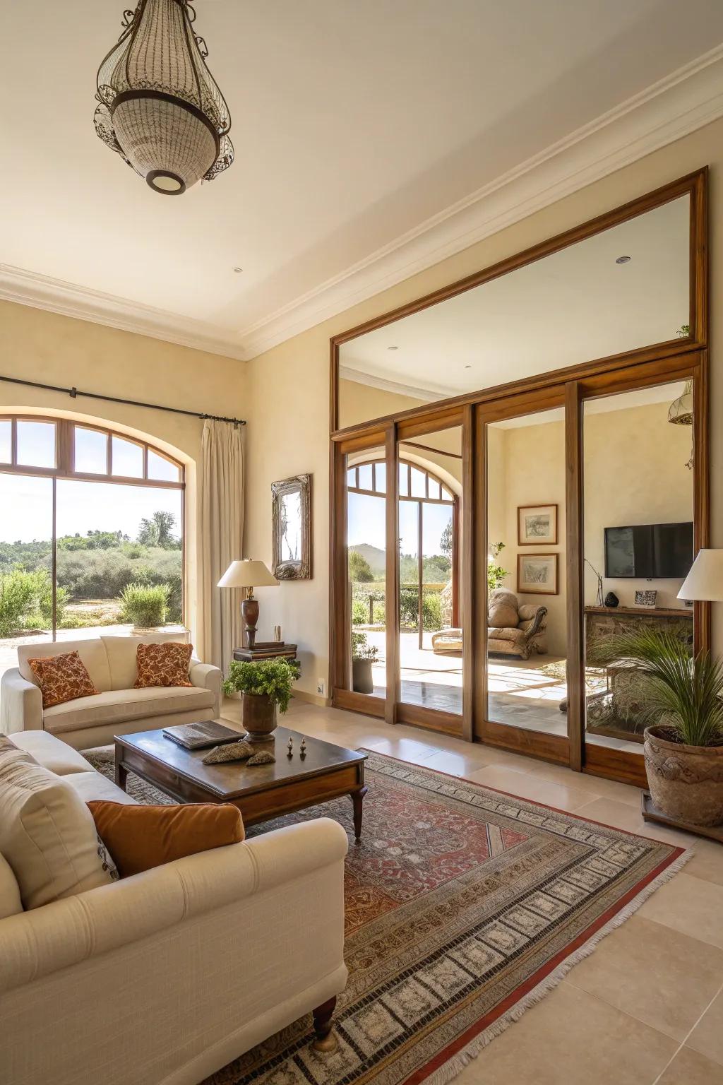 Mirrors improve space and lighting beautifully.