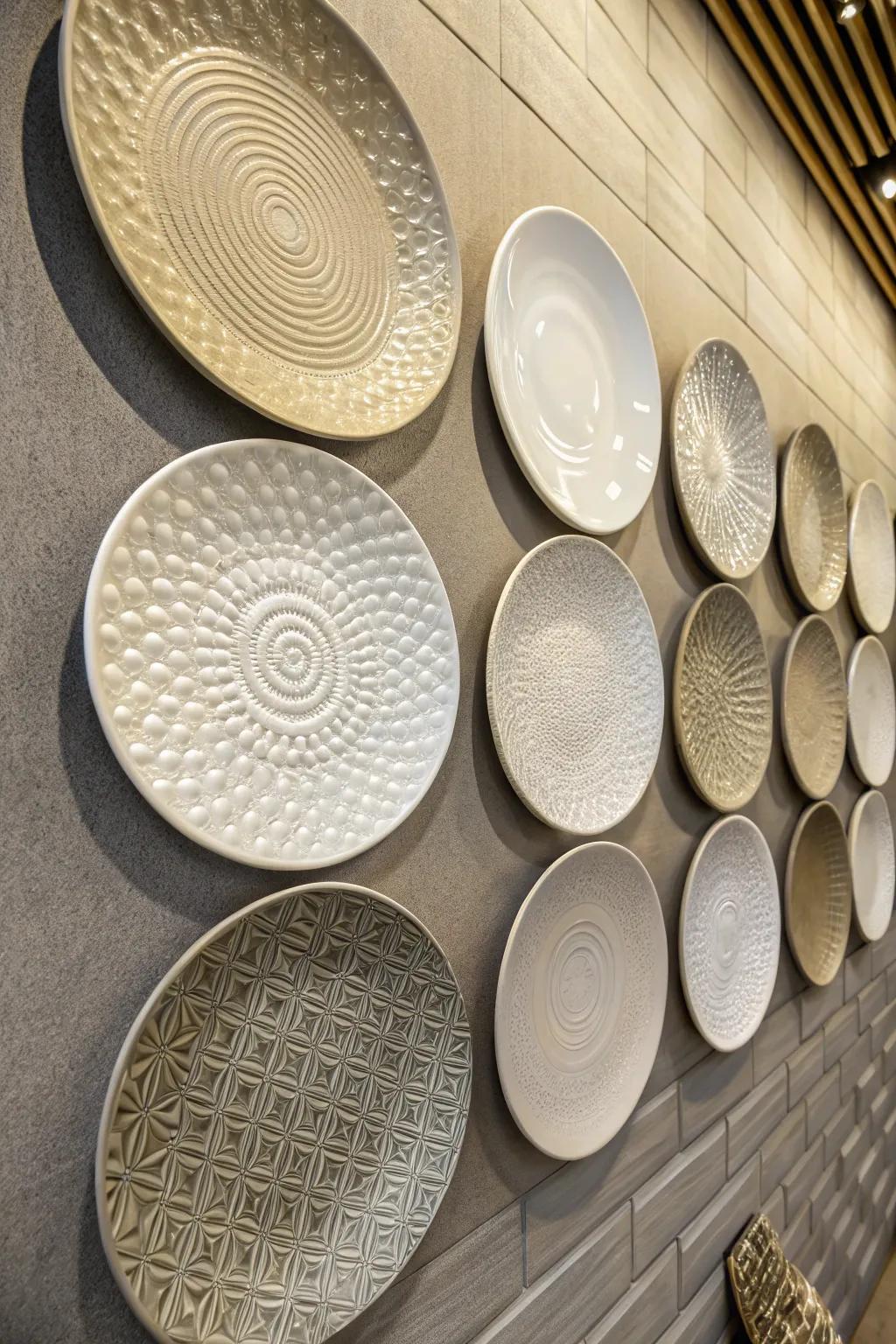 The combination of textured and smooth plates enhances depth and fascination.