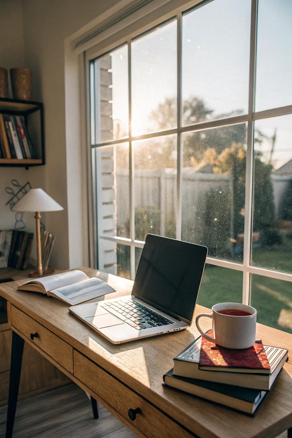 Sunlight can energize your workspace and boost productivity.