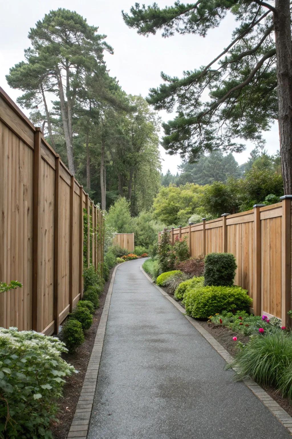 Elevated timber panels provide seclusion and style.
