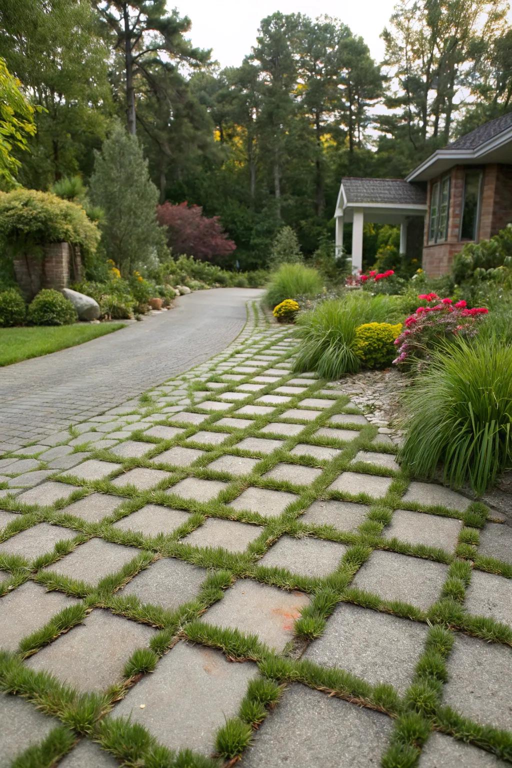 Porous pavers present eco-friendly advantages with an organic aesthetic.