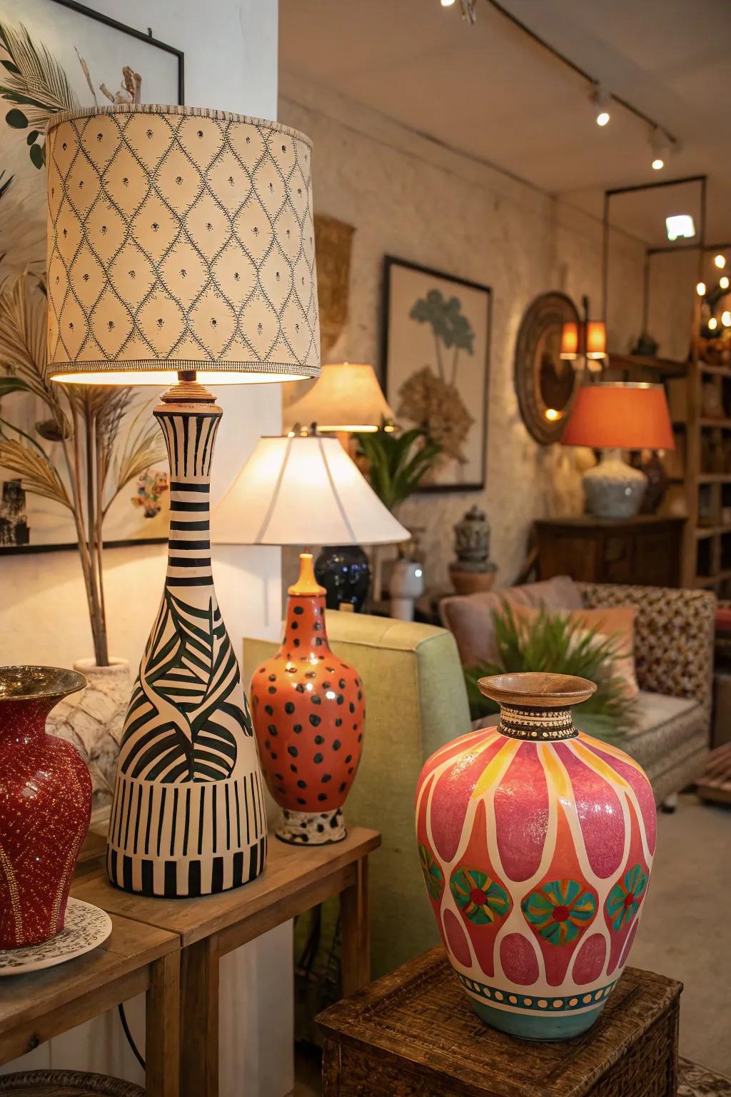 Diverse ornaments offer character and intrigue within this area.