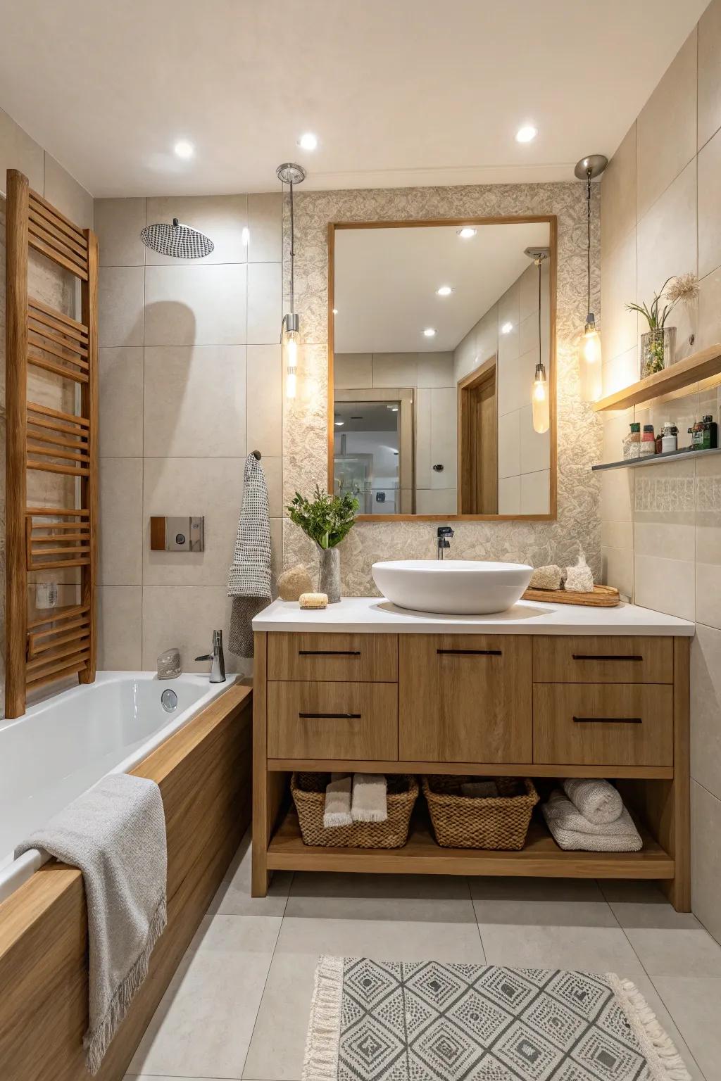 Neutral tones create a serene and timeless ensuite space.
