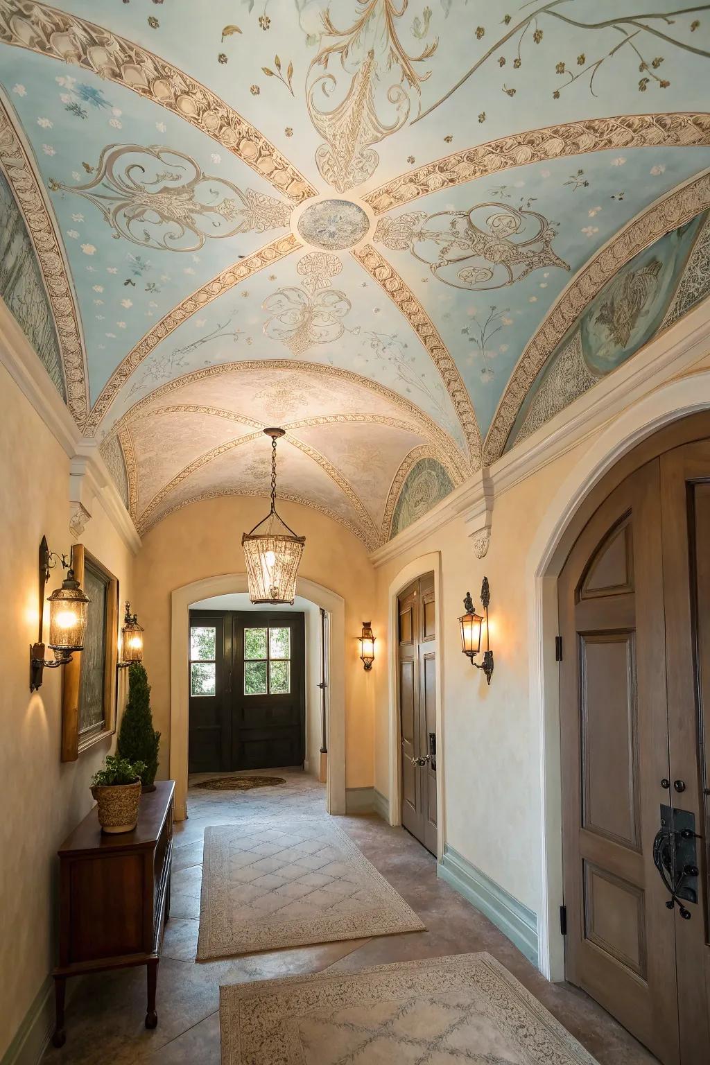 A painted overhead can be an unexpected delight in your entryway.