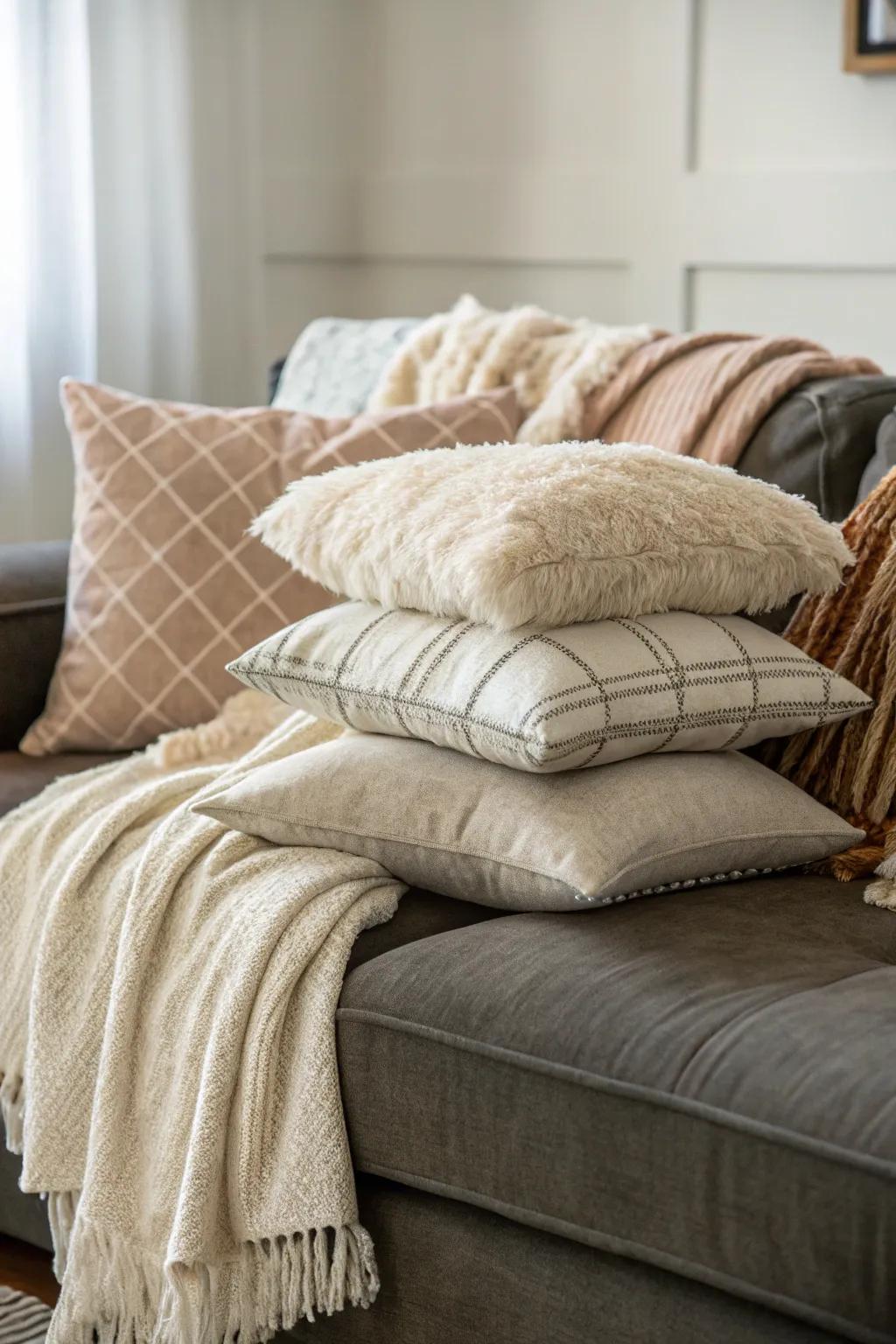 Arrange cushions for amplified depth and comfort.