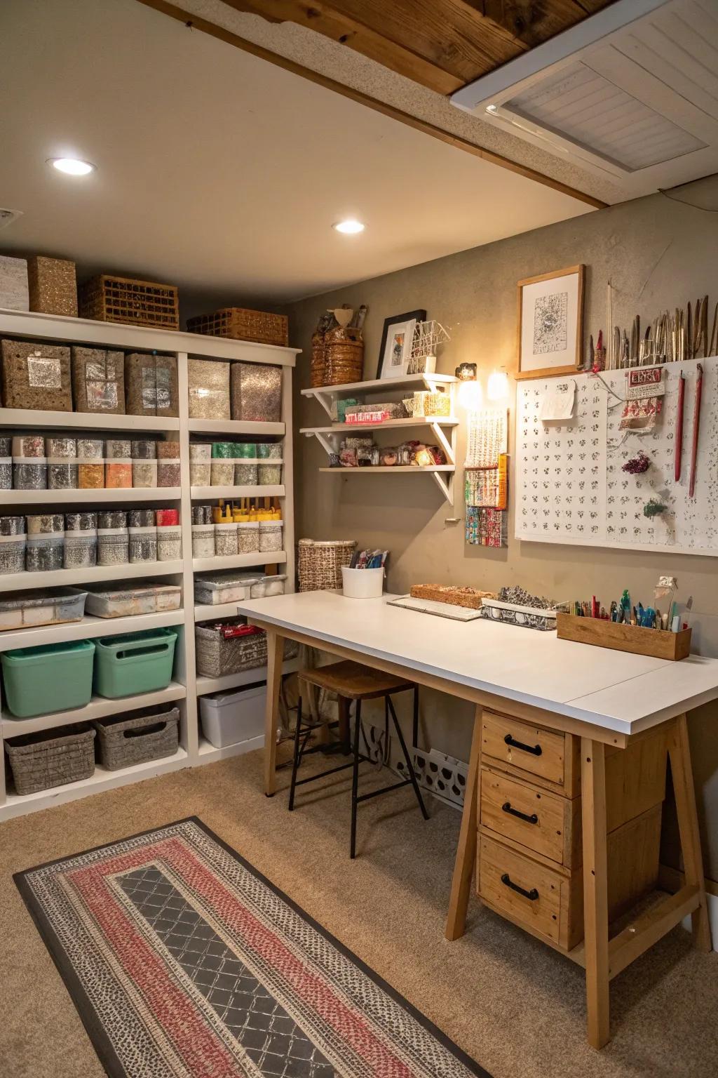 Free your creative spirit with a designated craft area.