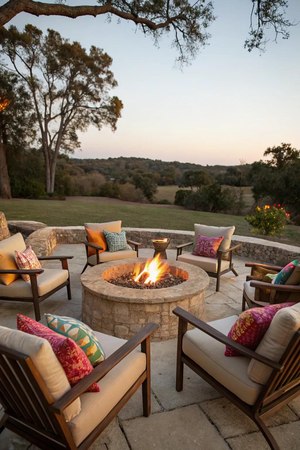 Bright pillows add color and comfort to your outdoor space.