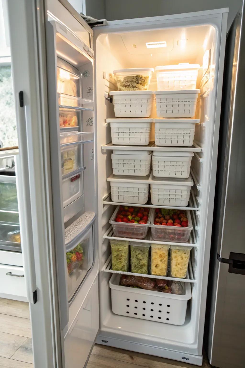 Stackable containers provide a reliable and well-organized solution.