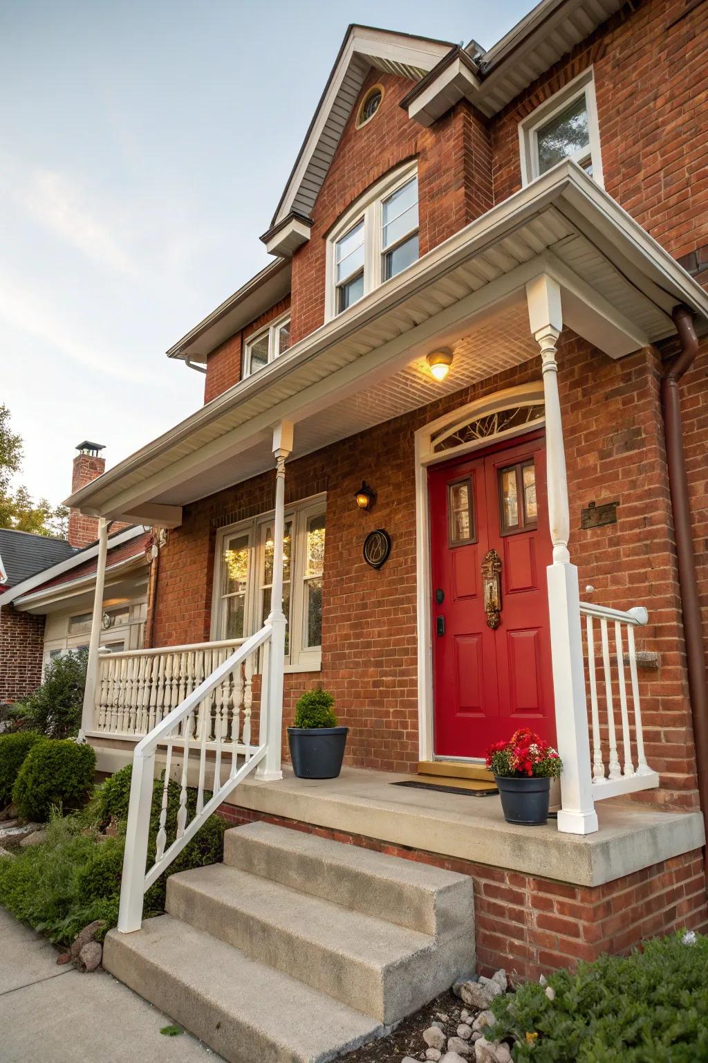 A bright red entrance stands out as a strong statement piece.