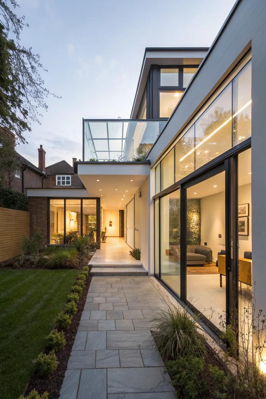 An imaginative sunken garden augmenting natural light.