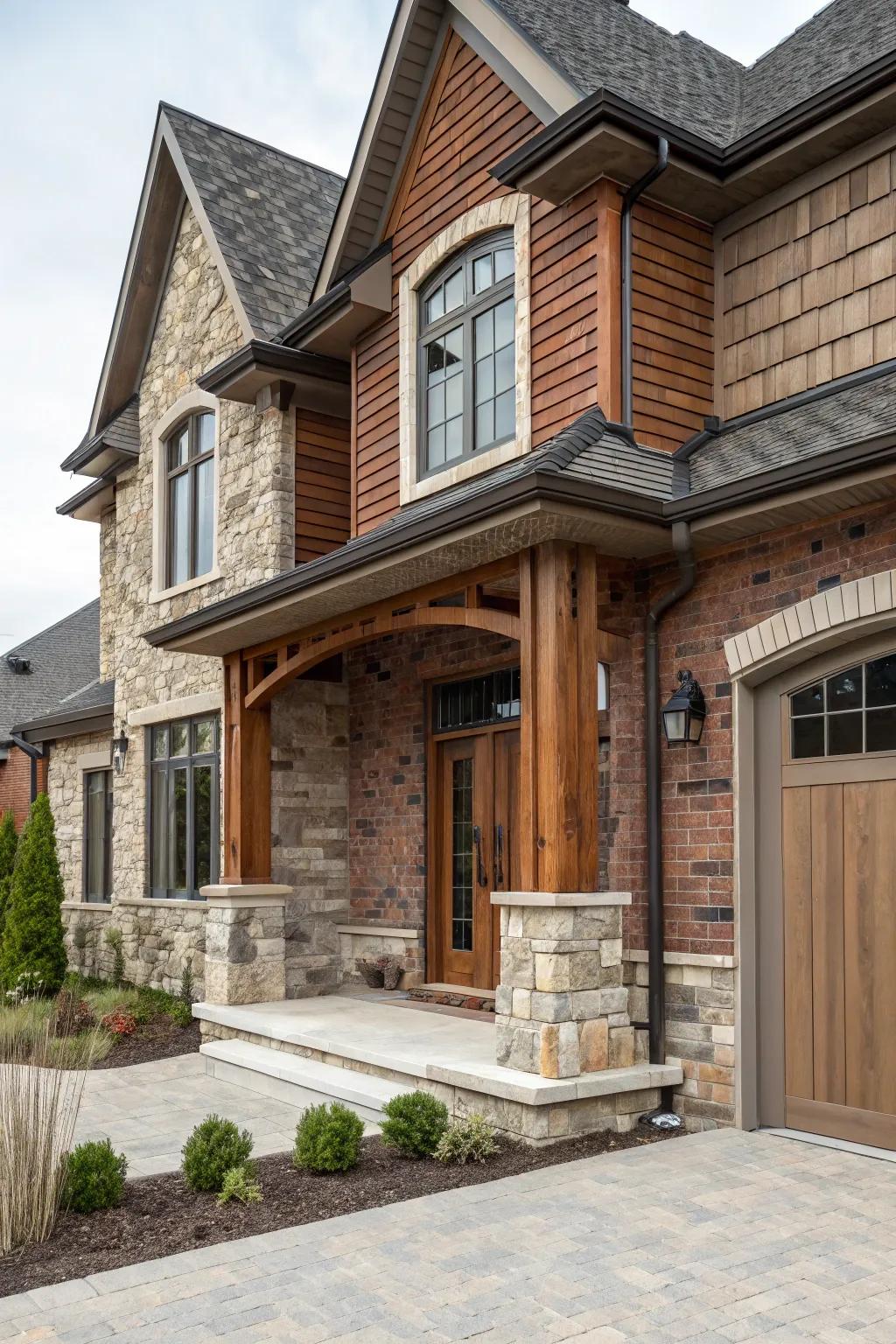 Varied materials enhancing the character of the house's facade