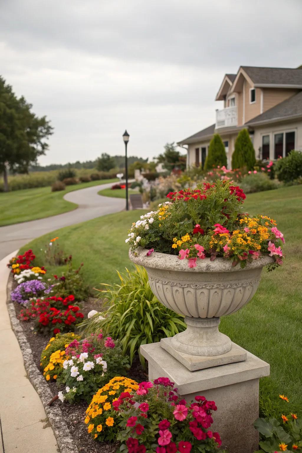 Enhance your flower beds with a central focal point.