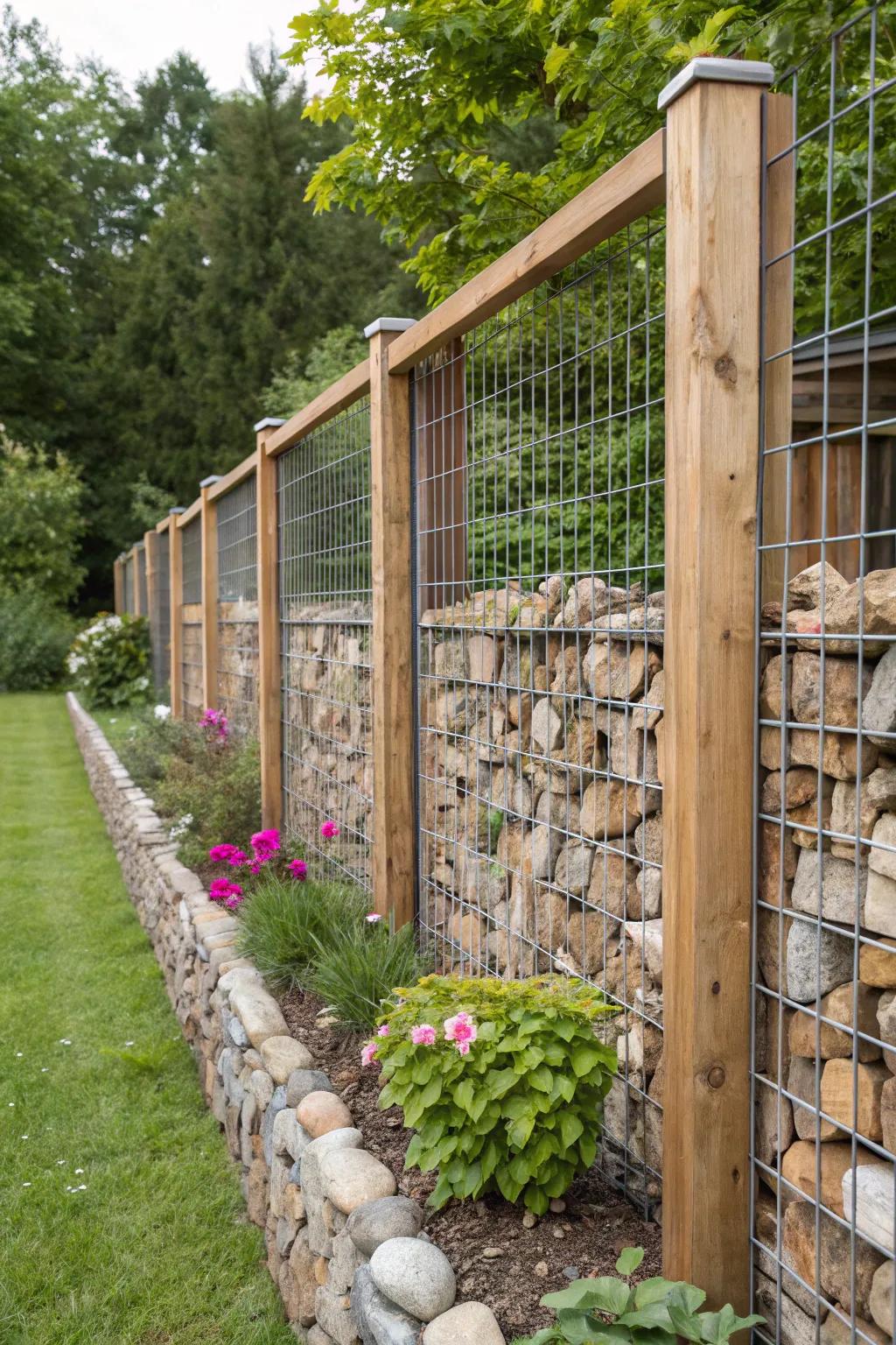 Craft texture with blended materials in your gabion fence.