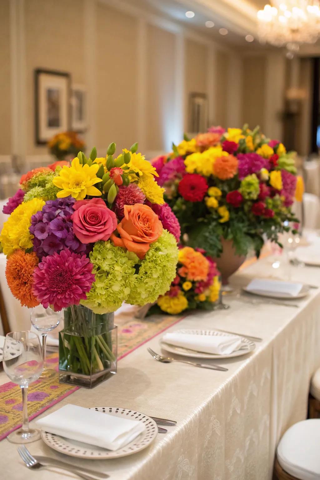Chromatic bouquets infuse a vibrant burst of hue.