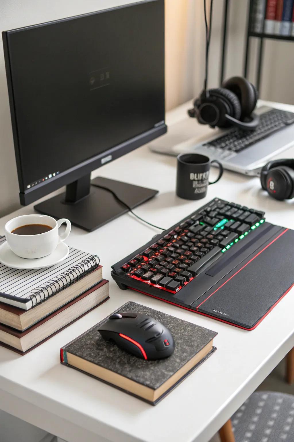 A versatile desk is optimal for both work and leisure.