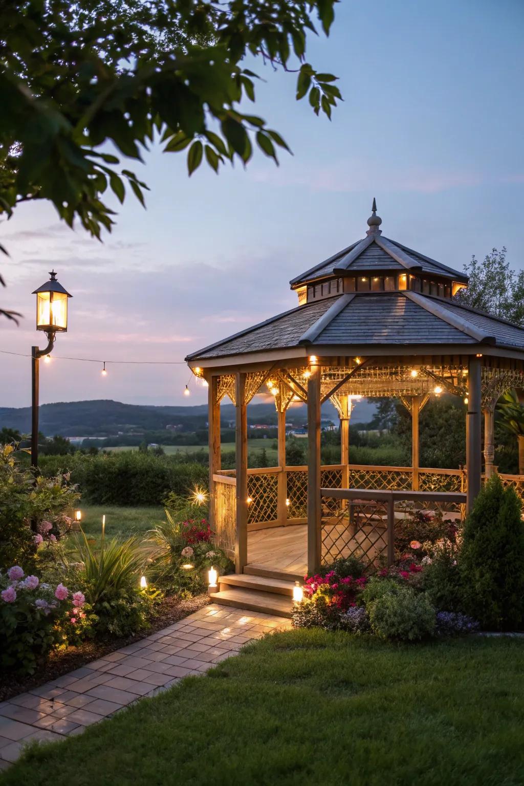 Solar lights represent a sustainable method for brightening your gazebo.