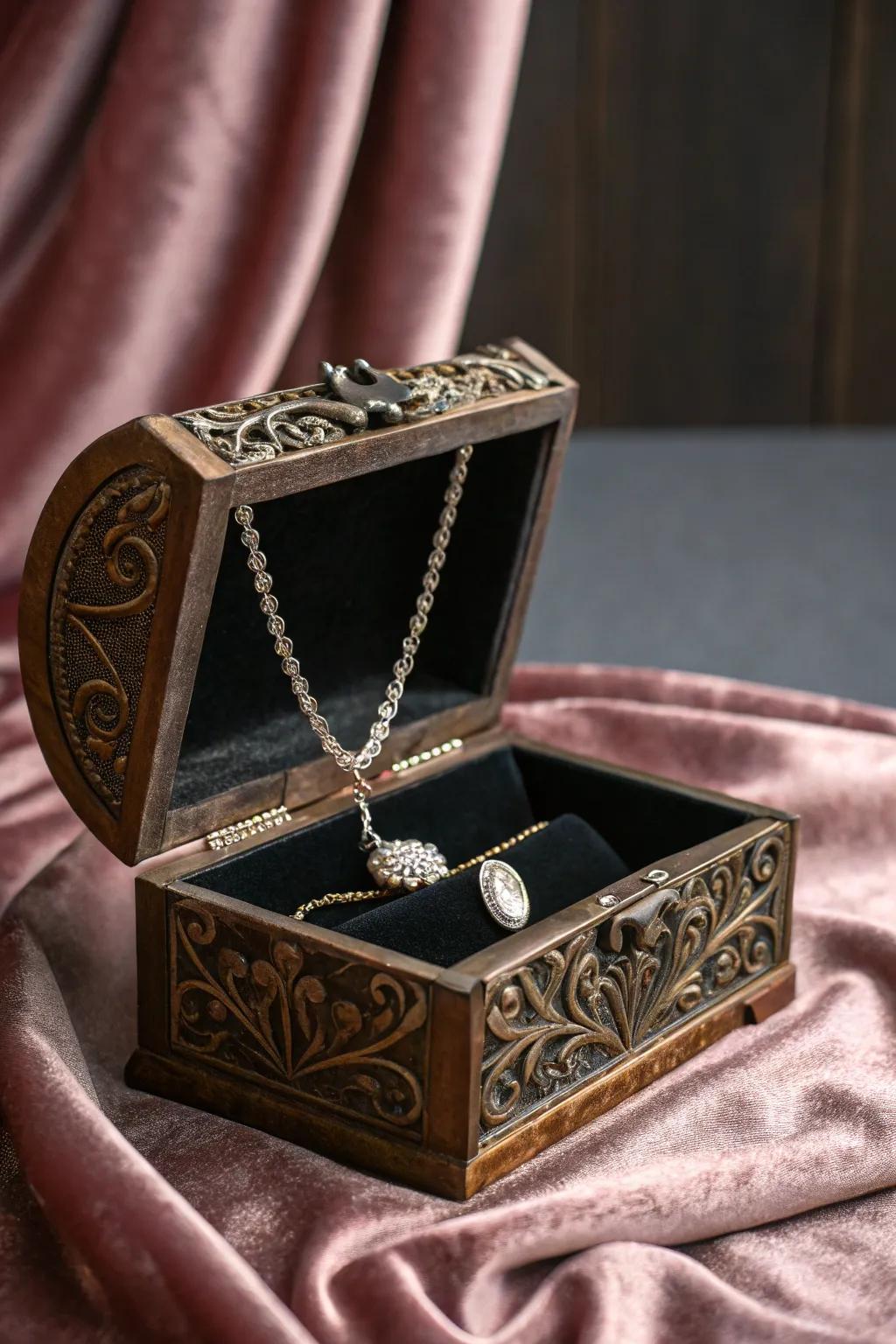 A pendant presented in an elegant container, ideal for gifting.