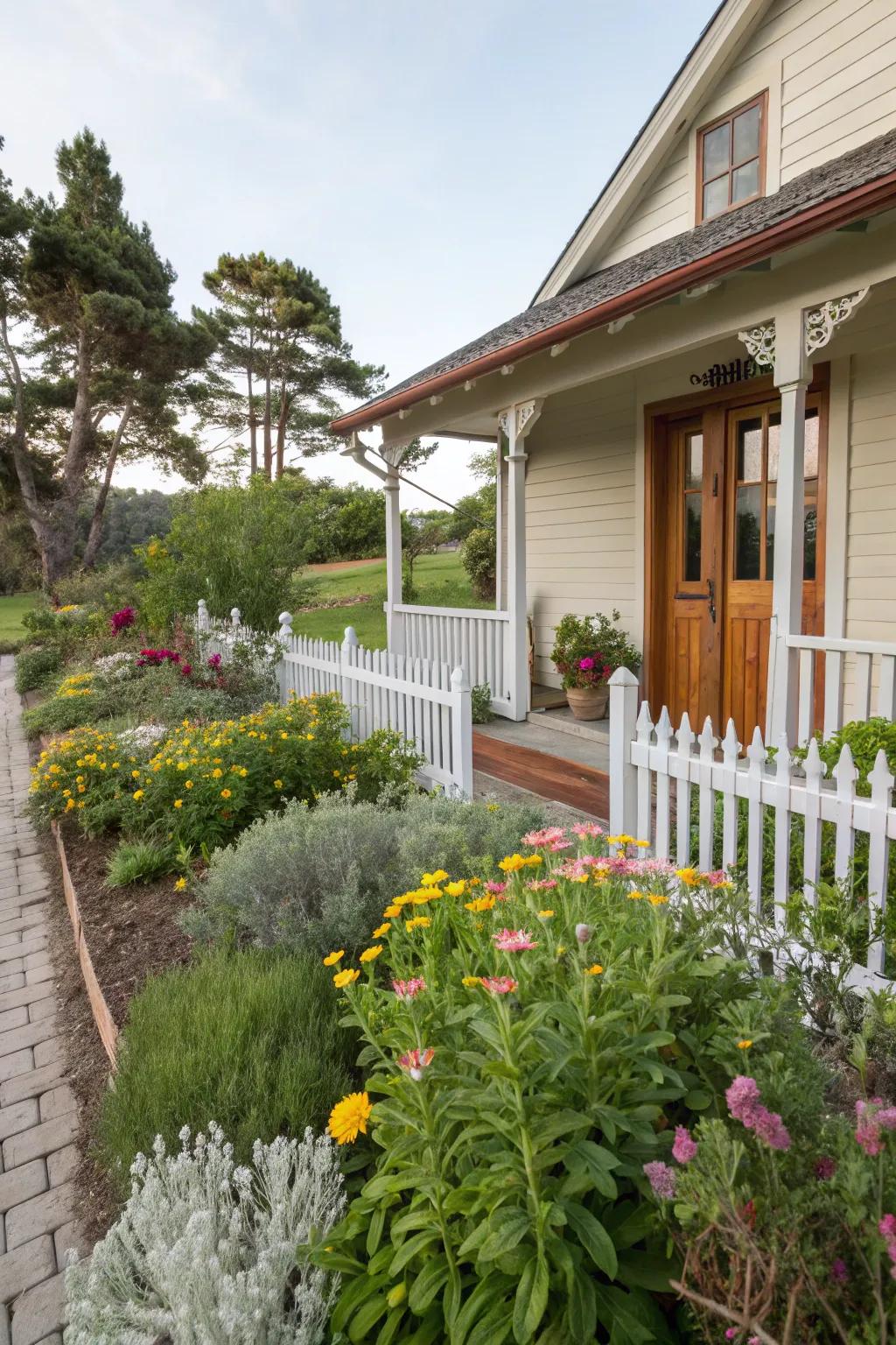 A guest house enclosed by an abundant garden, providing a serene escape.